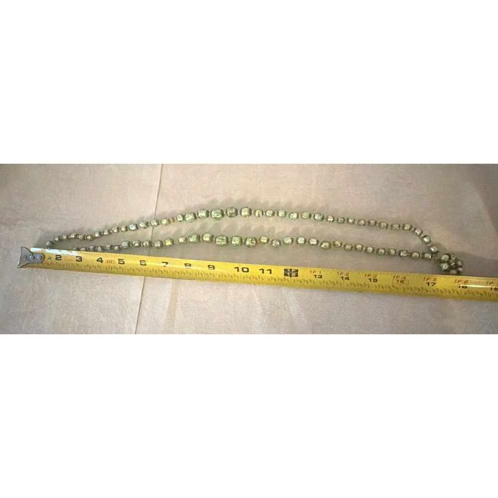 Vintage MURANO GLASS NECKLACE & CLIP EARRINGS Venetian Green Gold-Mario Sanzogno